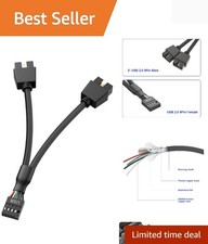 Motherboard 9pin .0 to Dual 9pin Extension Cable, 9 pin to 2 9 pin Splitter...