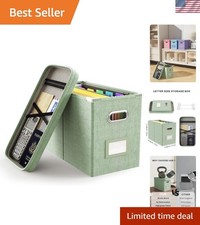 File Organizer Box with Lid, Hanging Filing File Box with Mesh Pocket, Docume...