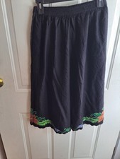 Vintage Culottes, Southwestern Theme,Black Elastic Waist Embriodery