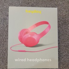 NIB Wired On-Ear Headphones - heyday: 3.5mm Jack, Built-In Microphone NEON PINK