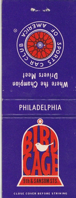 BOBTAIL MATCHBOOK COVER -BIRD CAGE - PHILADELPHIA PENNSYLVANIA - BAR - DISCO
