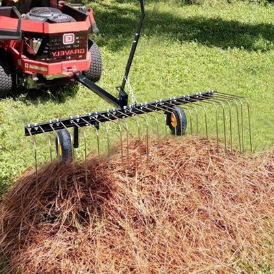 #ad Tow Behind ATV Rake 60quot; Durable Steel Tines 12quot; Tires Yard Lawn Cleanup $143.99
