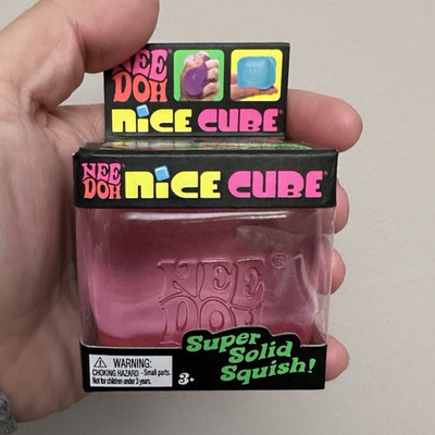 Nee Doh Nice Cube Super Solid Squish Squeeze Toy, Pink - Ages 3+ 