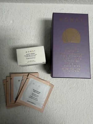 NEW MONAT Night Haven Age Control Cream 15ml & Exfoliating Peel Pads Anti-Aging