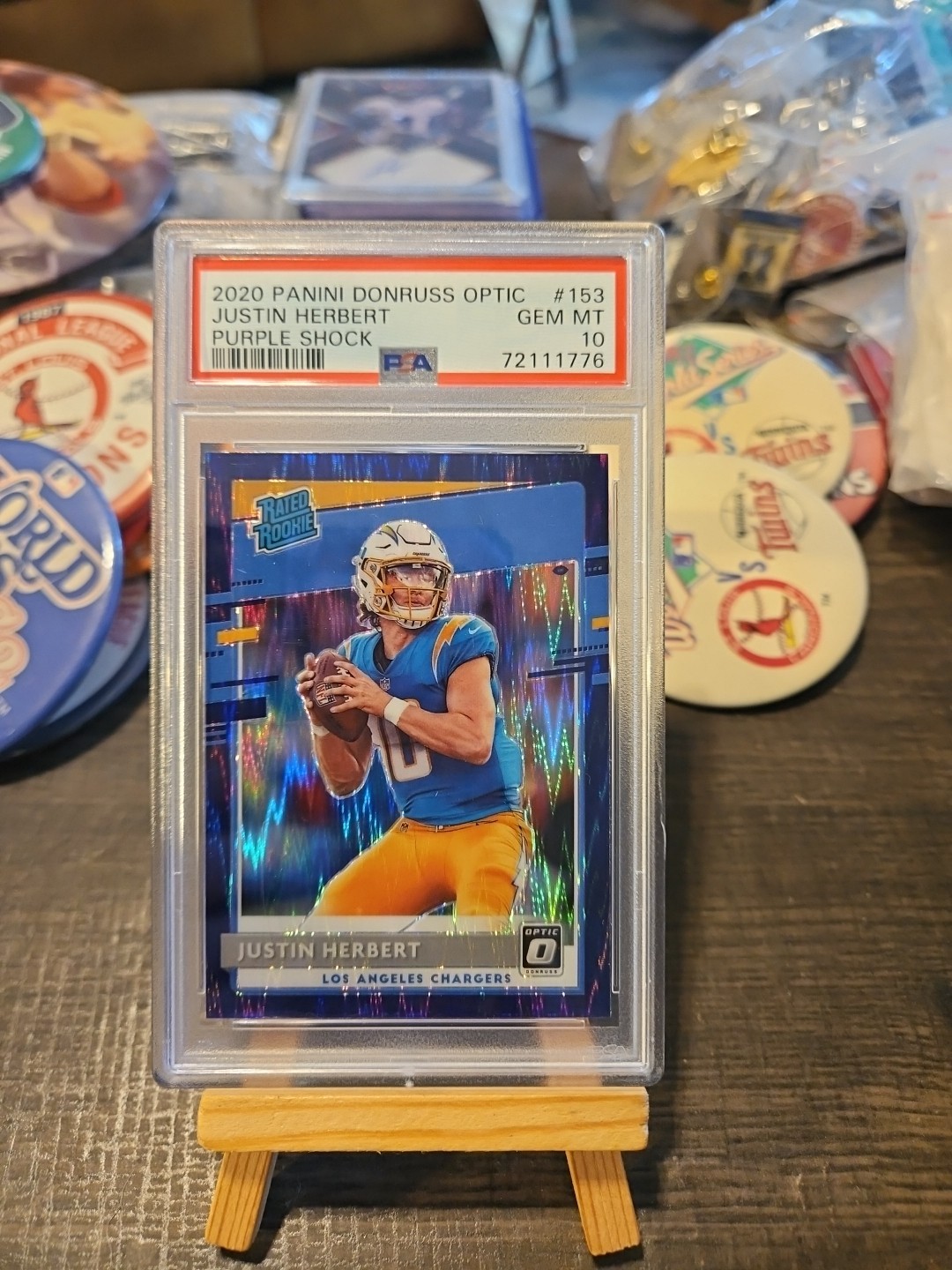 2020 Justin Herbert Donruss Optic #153 Purple Shock Rated Rookie Card RC PSA 10