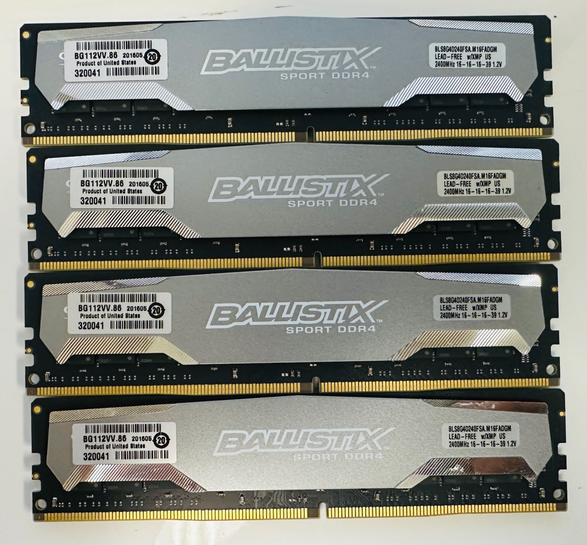 Crucial Ballistix Sport DDR4 32GB (4x8GB) 2400MHz Desktop Memory