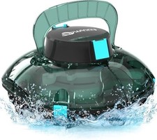 Cordless Robotic Pool Cleaner, Lasts 75 Min, Automatic Vacuum for Above-Ground P