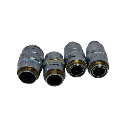 Nikon Microscope Objective Lens Set Plan 10x, 40x, 50x, 100x Oil 160mm