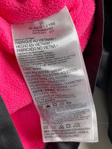 Nike Toddler Hooded Jacket Size 2T Black Pink full Zip Fleece lined - Picture 4 of 15