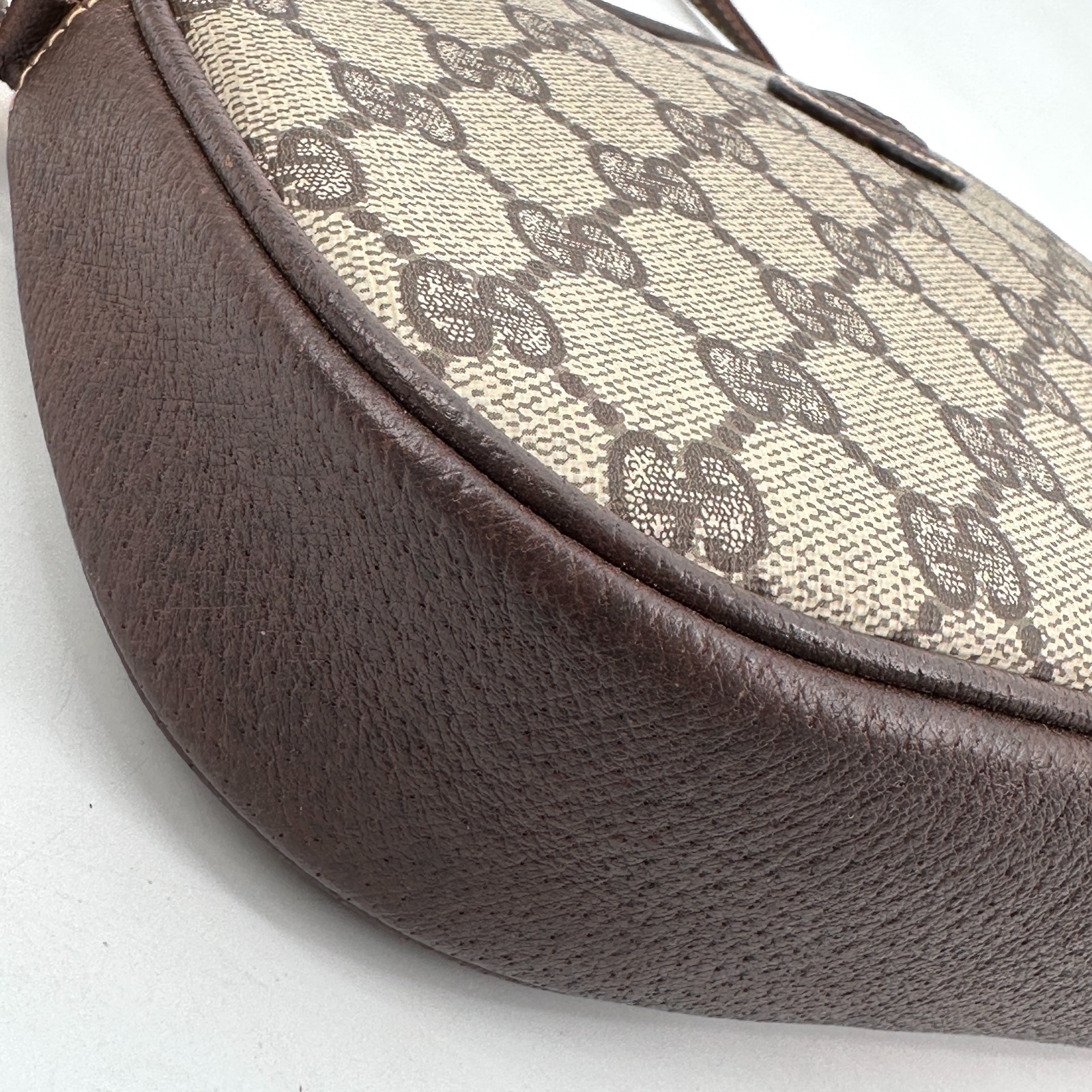 Vintage GUCCI Crossbody  Bag PVC Leather Brown GG Shoulder Purse Authentic thumbnail 8