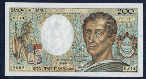 France 200 Francs 1982 Baron De Montesquieu " Fior De Imprimé - Gian 2 - Photo 1 sur 2