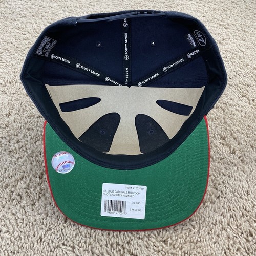 St Louis Cardinals Hat 47 Captain Snapback Navy Red STL Coop Shot Collection Cap - Picture 4 of 8