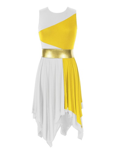 Abito da ballo donna metallizzato lode overlay tunica color block culto danza, abito - Foto 39 di 59