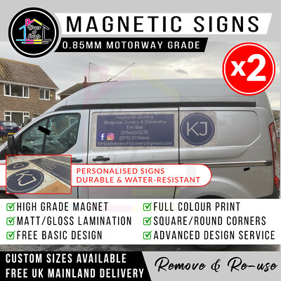 Magnetisches Fahrzeug Van Auto LKW Schilder personalisiert 0,85 mm Autobahn Qualität HQ x2 