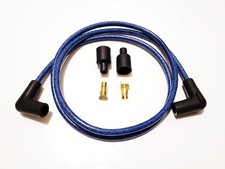 8mm Suppression Core Old School Vintage Braided Cloth Blue Black Spark Plug Wire