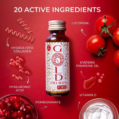GOLD COLLAGEN Forte 40+ 10 Tage Programm | Haare Haut & Nägel | 50ml x 10 Alter 40+