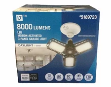 Utilitech LED Motion Activated 3-Panel Garage Light 8000 Lumen 5000K Daylight(B5