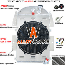 3-row Aluminum Radiator Shroud Fan For 1934-1936 Chevrolet Truck Pickup 3.4l V8