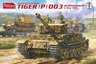 Amusing Hobby 1/35 Amusing Hobby Tiger (P) 003 w/Zimmerit May 1944 Plastic Model