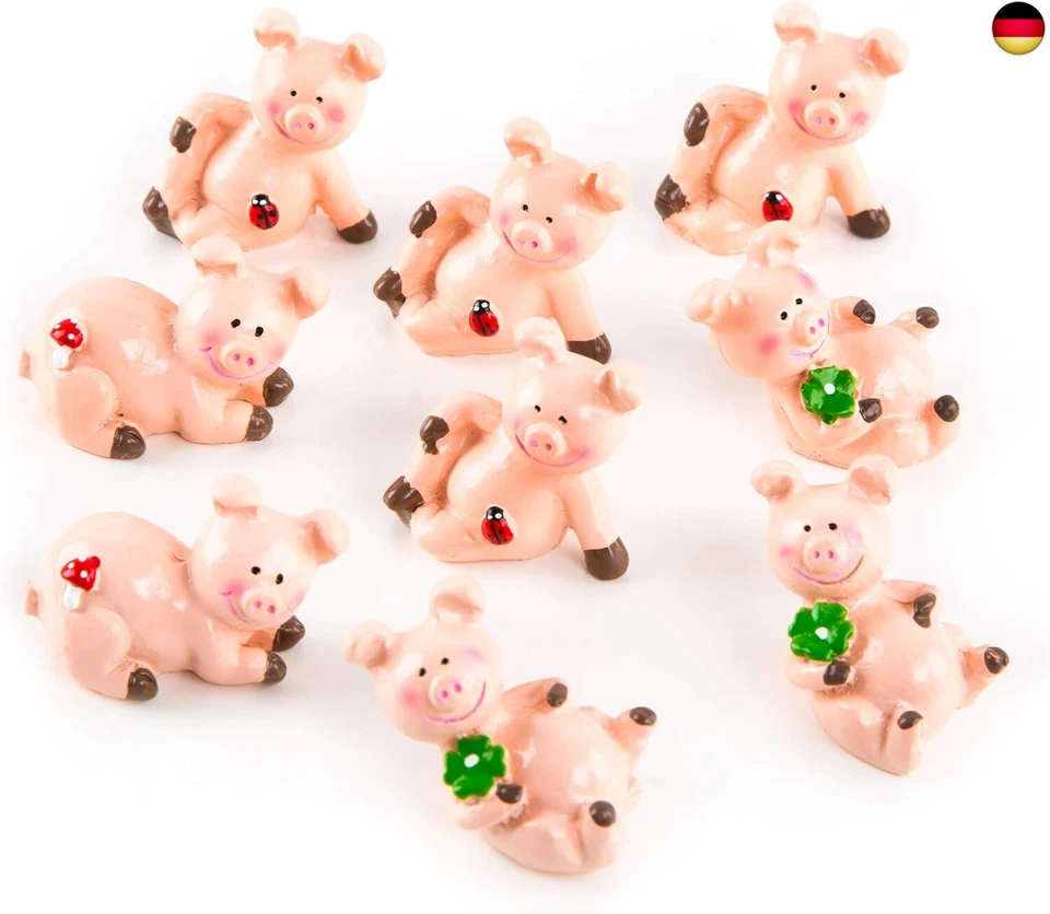 BESUCHE DEN LOGBUCH-VERLAG-STORE Logbuch-Verlag 9 kleine Glücksschweinchen rosa mit Kleeblatt kleines Geschenk