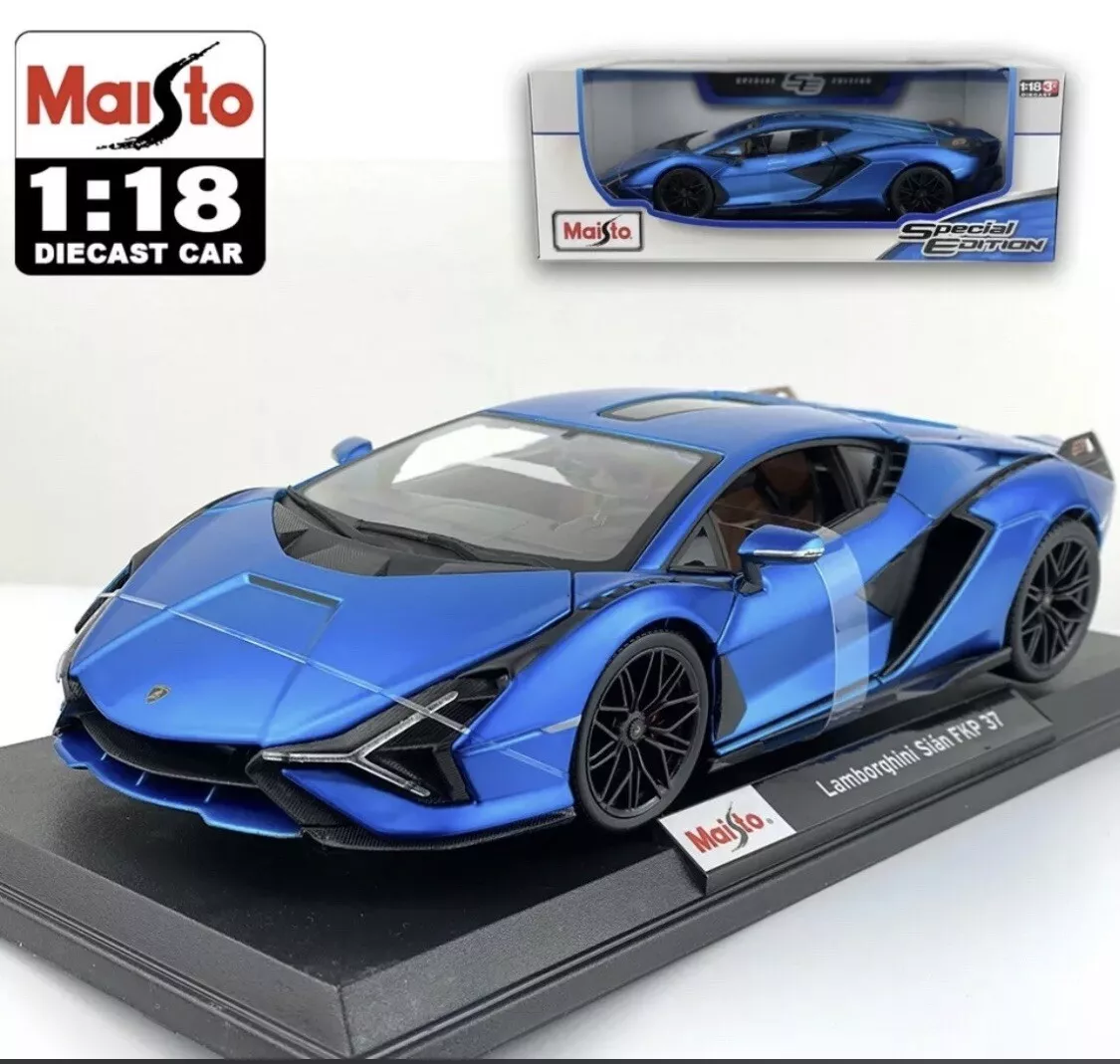 Lamborghini Sian FKP 37 Diecast Car 1:18 Scale Blue Special