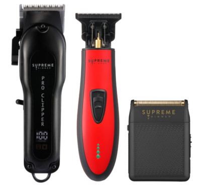 Supreme Trimmer 3-in-1 Barber Bundle | Clipper, DLC Trimmer & Shaver | Black