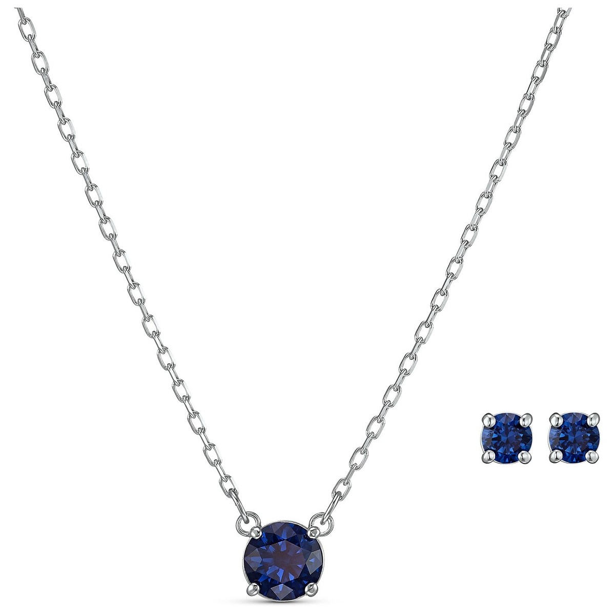 Swarovski Attract Set Necklace Earrings Sapphire Blue White Gold 