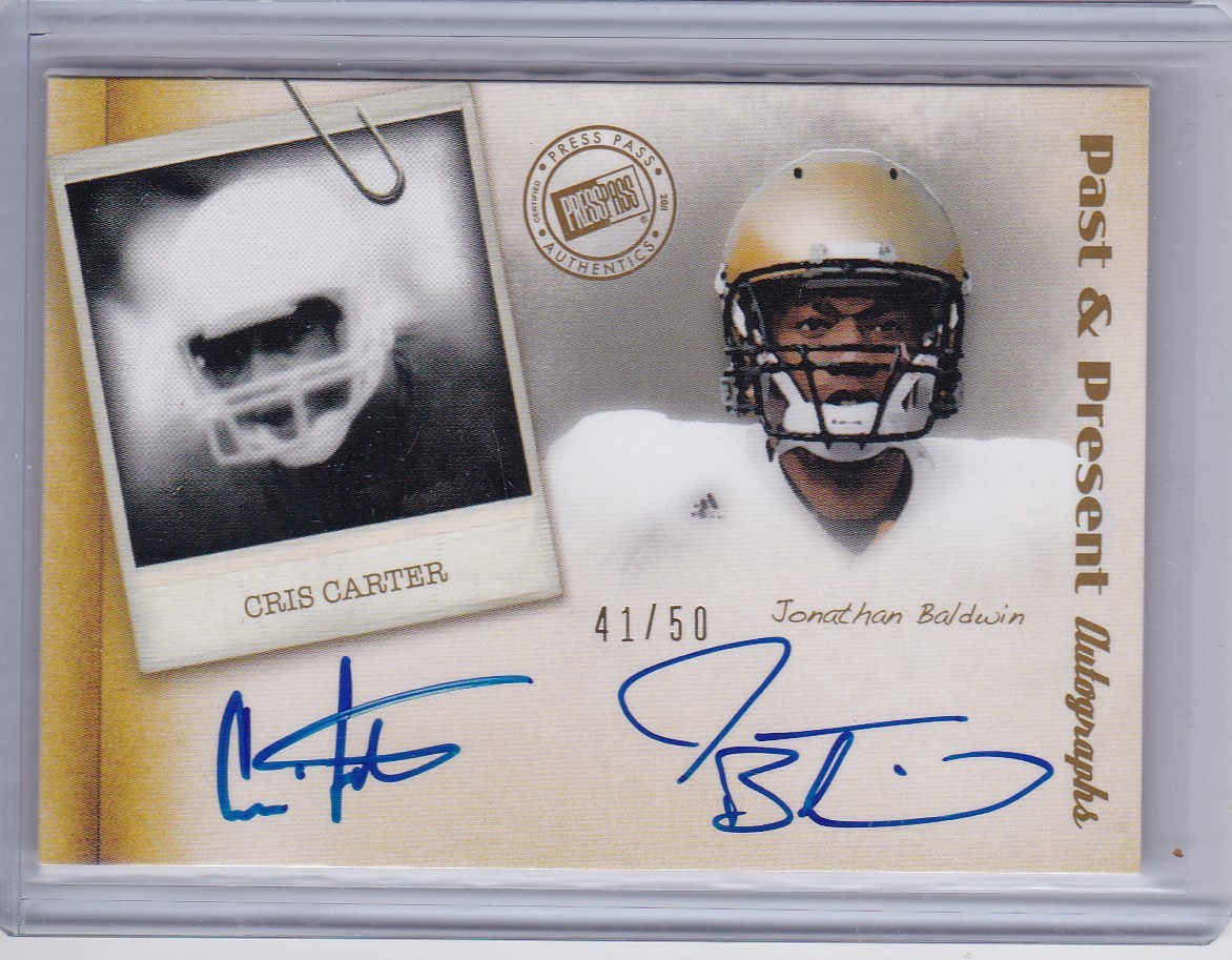 Cris Carter 2011 Press Pass Past & Present - & Jonathan Baldwin Dual Auto #41/50 