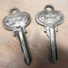 LOT OF 2 VINTAGE RUSSWIN KEYS