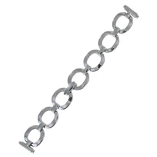 Vintage Ladies 11-14mm Silver Tone Large Link Watch Band Bracelet