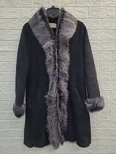 New Celtic & Co 3/4 Toscana Trim Coat 100% Sheepskin Black Size 8 (uk 12)