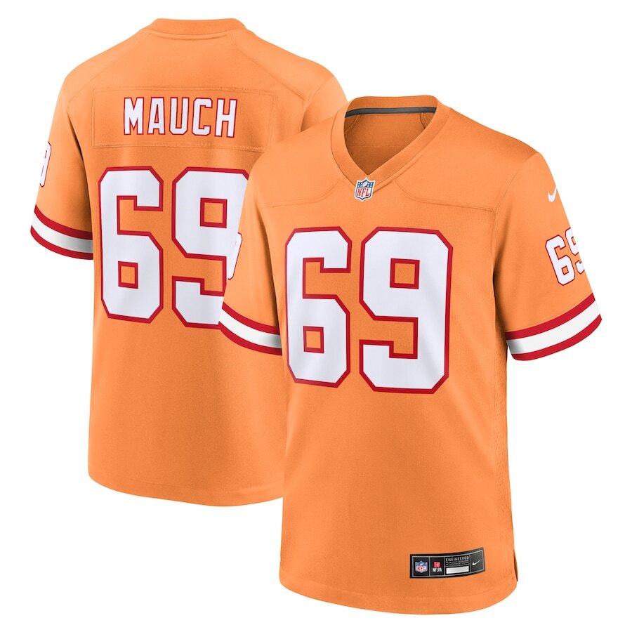 Tampa Bay Buccaneers Cody Mauch #69 Nike Orange Throwback 2025 NFL