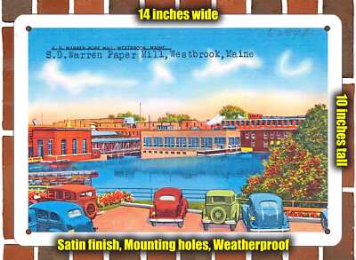 METAL SIGN - Maine Postcard - S.D. Warren Paper Mill, Westbrook, Maine