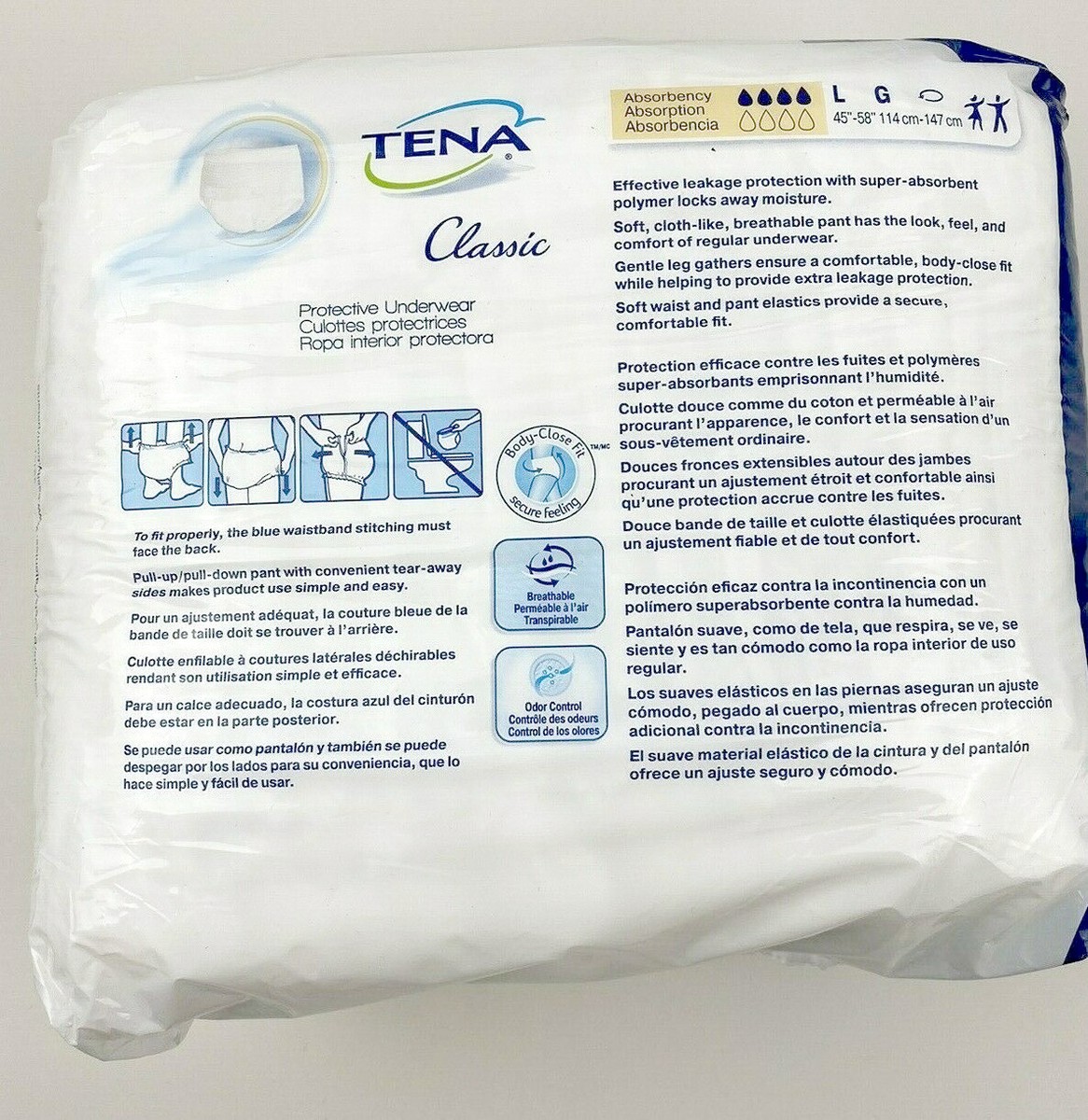TeNaページ ESSITY 76IVze1 1 PK/18 EA Tena Classic Protective Underwear, Large