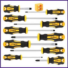 Magnetic Screw driver, Magnetic 5 Phillips and 5 Flat Head Tips for Fastening