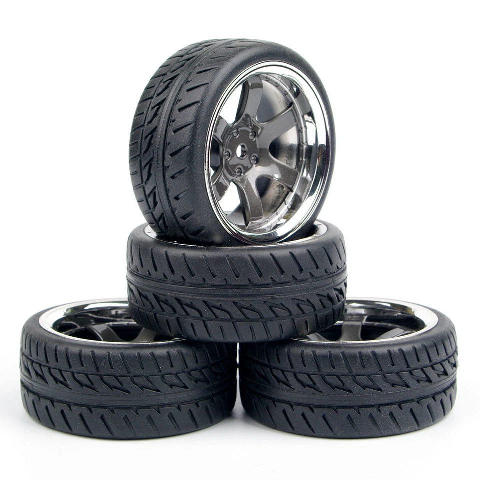 4Pcs For HSP HPI RC 1:10 on Road Racing Car PP0038 12mm Hex Tires&Wheel - Image 2 of 4