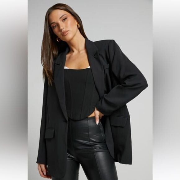 NEW A NEW DAY Black Oversized Boyfriend Blazer Jacket work women