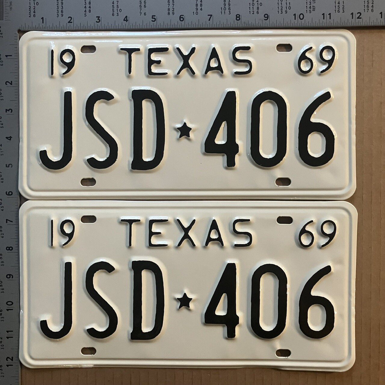1969 Texas license plate pair JSD406 YOM DMV MUSCLE CAR ready to go