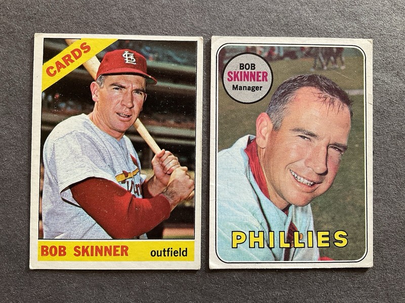 1966 & 1969 Topps Bob Skinner Baseball Cards #471 & #369 (2 Card Lot)  Pirates