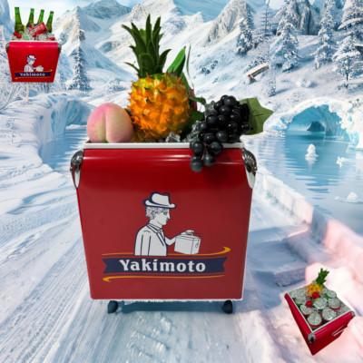 Metal Picnic Water Cooler Yakimoto Reto 13L Ice Chest Keep Cold About 72 Hours
