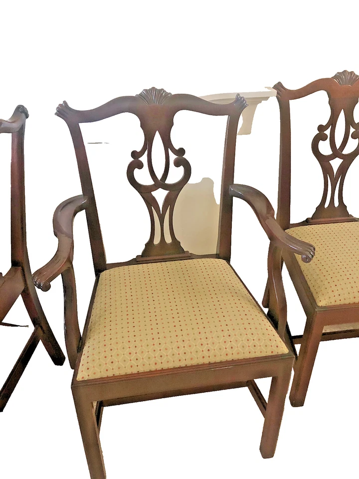 Stickley Banded Chippendale Double Pedestal Mahogany Table with 8 chairs - Image 2 of 4