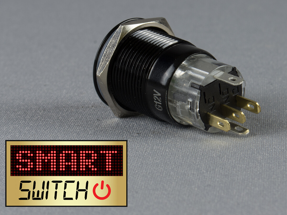 SmartSwitch 22mm 12V/24V BLACK Metal Latching Angel Halo - Foto 6