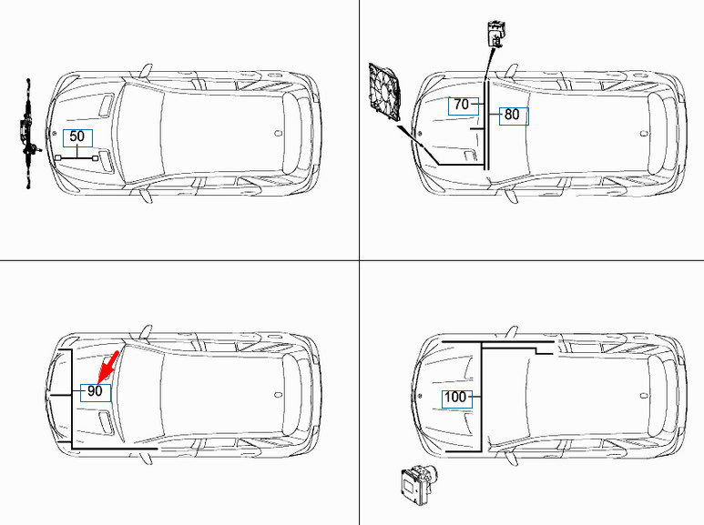 MERCEDES-BENZ GLE W166 Verkabelung der Frontsensoren A1665408732 