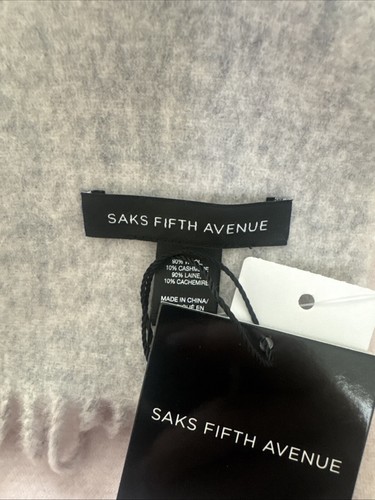 SAKS FIFTH AVENUE Cashmere/Merino Wool Scarf Pink Gray Two Tone - 第 4/4 張圖片