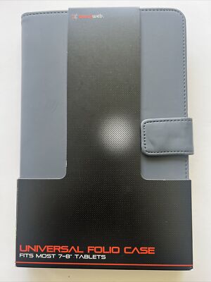 Blackweb Universal Tablet Folio Case for 7-8'' Tablets-Gray. New In Box Free Ship