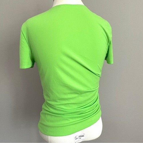 Helmut Lang grünes gerafftes Netzkrepp T-Shirt - S/M, wendbar, UVP 245 $ - Bild 5 von 11