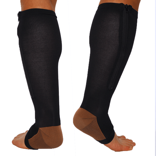 Copper Zipper Compression Socks Support Graduated Stockings Men Womens 20-30mmHg - Picture 16 of 22