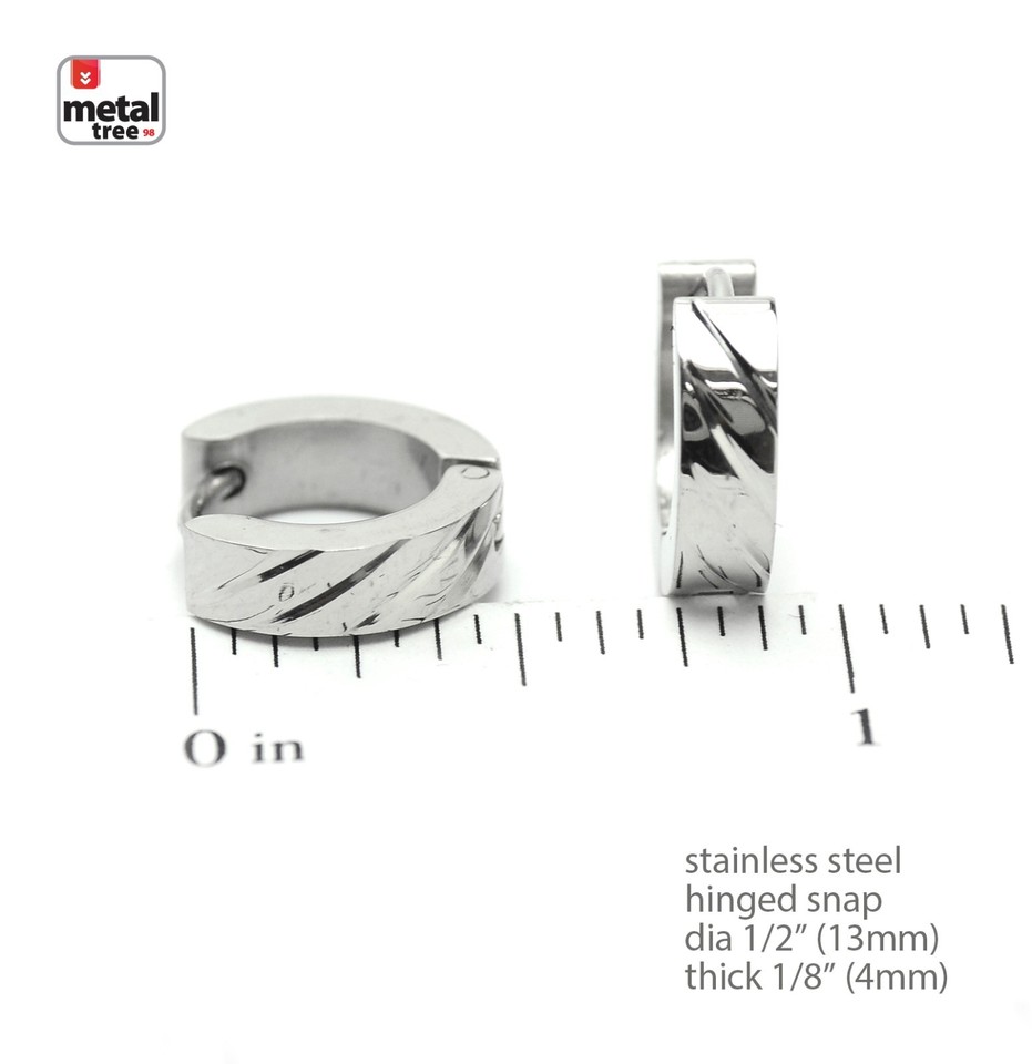 Da Uomo E Da Donna A Cerchio In Acciaio INOX Spike Cerchio Huggie - Foto 8