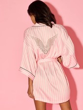 Victoria  s Secret Fashion Show 2025 Rhinestone Angel Wings Robe Stripe XS/S