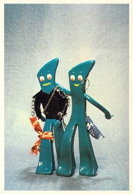 1980s Mr & Mrs Gumby toy Hippies leather jacket chains vintage Postcard 4x6 C12